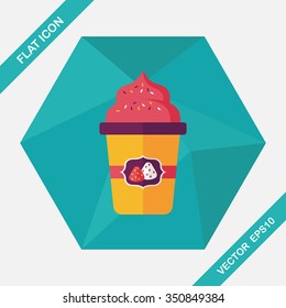 milk cream coffee flat icon with long shadow,eps10