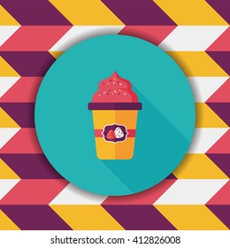milk cream coffee flat icon with long shadow,eps10