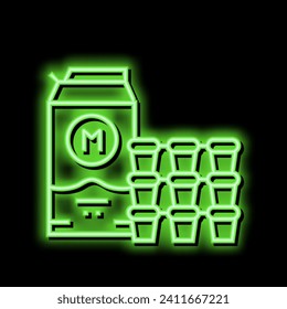 milk and cream for coffee neon light sign vector. milk and cream for coffee illustration