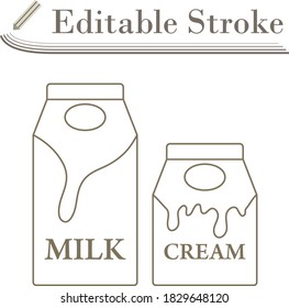 Milk And Cream Container Icon. Editable Stroke Simple Design. Vector Illustration.
