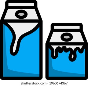 Symbol für Milch- und Cremcontainer Bearbeitbare, fette Rahmenlinie mit Farbfülldesign. Vektorgrafik.