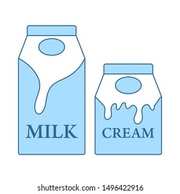 Symbol für Milch- und Cremcontainer Einfach mit dem Design der blauen Füllung übereinstimmen. Vektorgrafik.