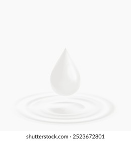 Milk or cream drop isolated creamy little drop. Premium vector