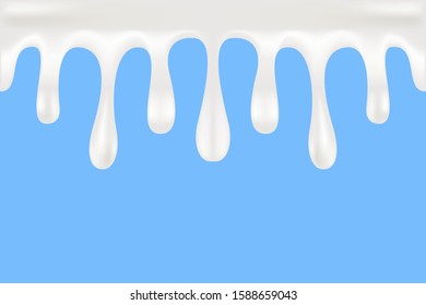 Milk or cream seamless border pattern. High quality vector design template.