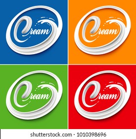 milk cream tongue splash on different color background