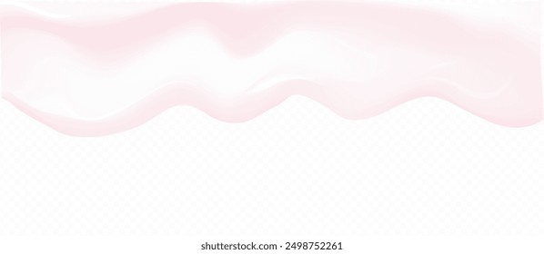 Milk cream vector high quality texture with shadow isolated on transparent background. Melted white creamy, youghurt, milkshake border template