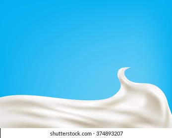 Milk or cream wave background. Vector realistic illustration