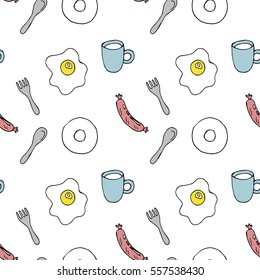 Milk, Croissant, Breakfast Pattern