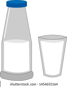 Leche en una taza, ilustración, vector sobre fondo blanco.