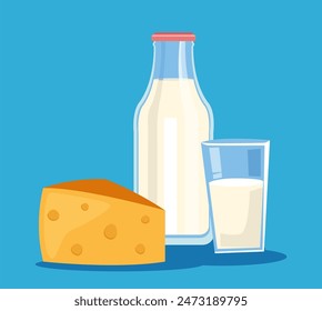 Milk dairy food nutrition products isolated set concept. Vector flat graphic design illustration
