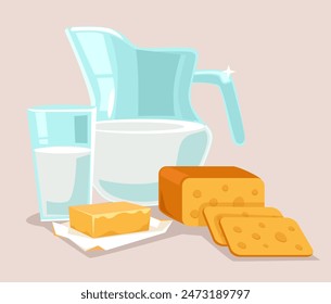 Milk dairy food nutrition products isolated set concept. Vector flat graphic design illustration