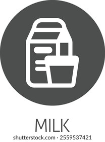 A milk dairy lactose carton and glass food allergy icon concept. Possibly an icon for the allergen or allergy.