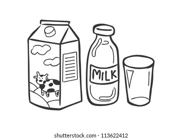 Milk And Dairy Product Doodle