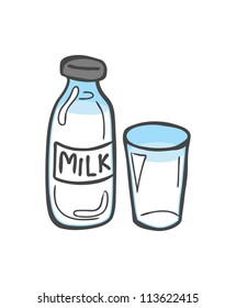 milk and dairy product doodle
