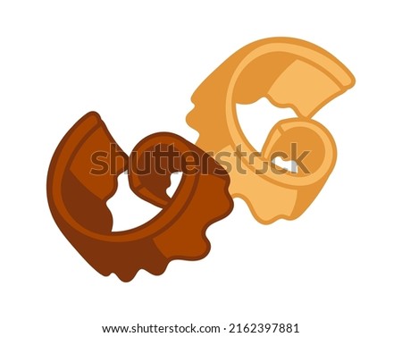 Milk and dark chocolate chips. Vector illustration