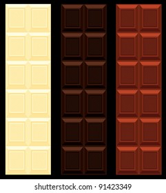 Milk, dark and white chocolate seamless.