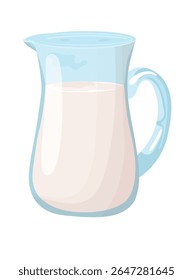 Milk in a decanter. Flat vector clipart, illustration with isolated background.