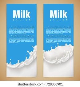 Milk design 3d vector illustration with milk splash