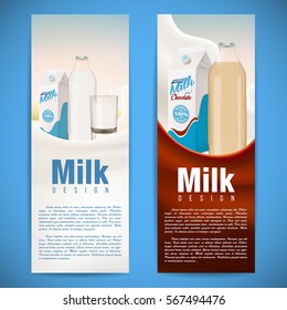 Milk design vector illustration with milk splash and bottle