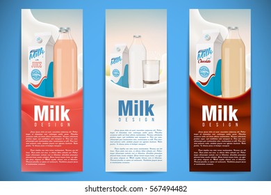 Milk design vector illustration with milk splash and bottle