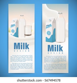 Milk design vector illustration with milk splash and bottle