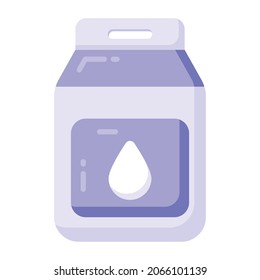 Milk in a disposable packet, design of milk package in editable vector 
