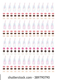 Milk and Donuts Set Minimalistic Flat design,colors printable planner stickers,for ,journaling,school,office,scrapbook etc.Isolated.Graphic resources.Vector elements.