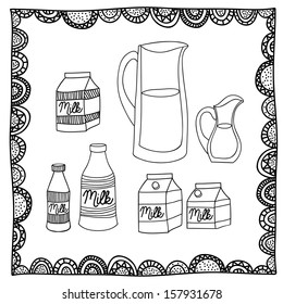 milk drawing over white background vector illustration