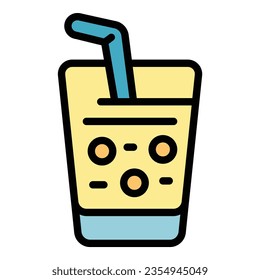 Milk drink cocktail icon outline vector. Soy food. Vegan product color flat