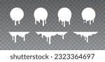 Milk drips pattern. White liquid, melt yogurt flow or cream wave borders on transparent background. Vector milky splash stains design