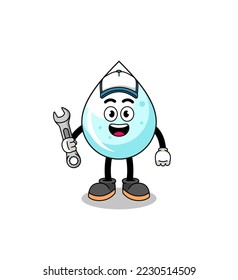 milk drop illustration cartoon as a mechanic , character design