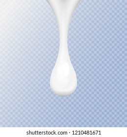 Milk drop isolated on  transparent background. Vector illustration. Eps 10.