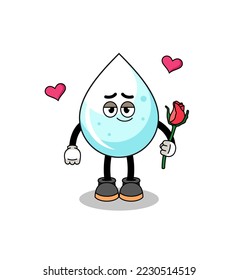 milk drop mascot falling in love , character design