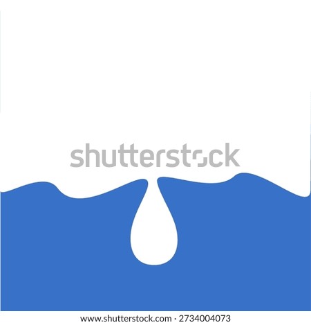 Milk drop on blue background. Liguid white cream vector illustration.