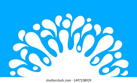 milk drop splash blob isolated on blue background, splash of milk blob white for element banner, milk drop splatter simple for banner copy space, liquid splashing milk symbol for graphic ad design