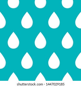 Milk drop, white water droplet or cream drip on blue background seamless pattern