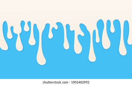 Milk dropping waves abstract background. Cartoon flat design. Vector illustration.