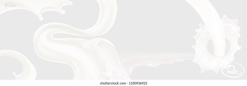 milk drops, 3d vector realistic illustration