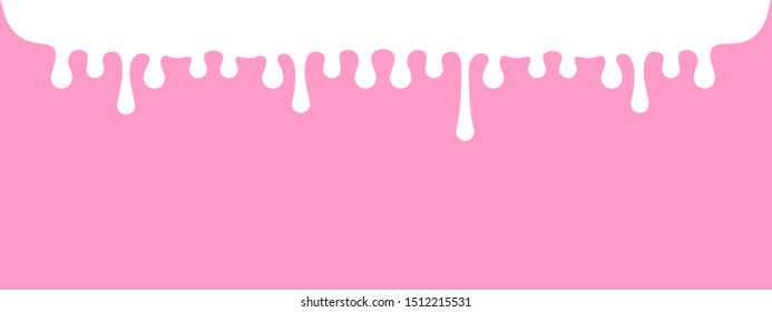 milk drops flowing on pastel pink color background and copy space, white milk drop dripping for banner, milk liquid splash splashing, fluid milk droplet strip, white ink drop fluid on pink, white blob