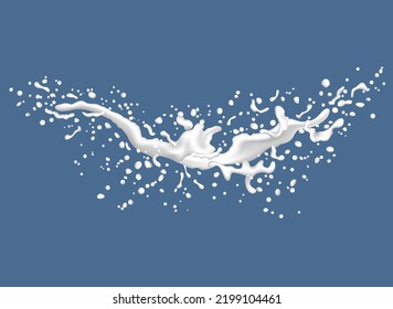 Milk drops on blue background. Vector illustration.