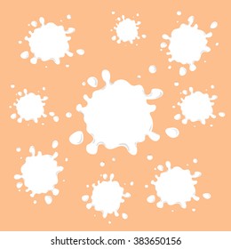 milk drops vector peach  background. yogurt, milkshakes pattern