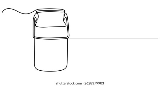 milk drum continuous one line drawing, The milk can is drawn in one line. Continuous line. Minimalistic Milk can container one line art drawing graphics.