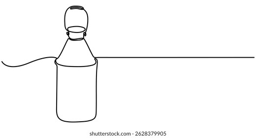 milk drum continuous one line drawing, The milk can is drawn in one line. Continuous line. Minimalistic Milk can container one line art drawing graphics.