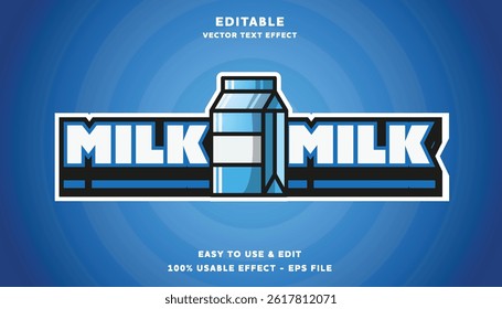Efecto de texto editable de leche con estilo moderno y simple