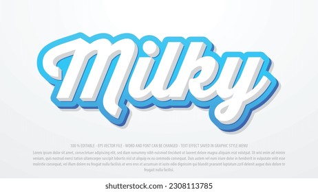 Milk editable text effect template with 3d style use for logo and business brand 
