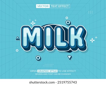 milk editable text, font effect, 3d text for title