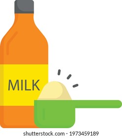 Milk and Egg Concept, High Protein Food Vector color Icon Design, Gym Fitness symbol on white background, Workout exercise equipment stock illustration, Dairy and Farming proucts graphic