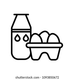 Milk and eggs on white background.