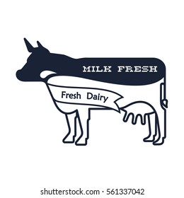 Milk elegant vector logo template. Label, sticker, icon. Symbol for milk and skim. Web graphics, banners, advertisements, brochures, business templates. Isolated on a white background