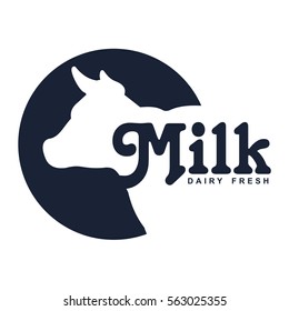 Milk elegant vector logo template. Label, sticker, icon. Symbol for milk and skim. Web graphics, banners, advertisements, brochures, business templates. Isolated on a white background